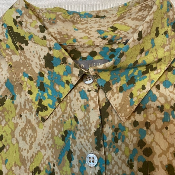 Kate Hill Woman Silk Blend Snake Print  w/ Gold Pattern Sz 1X Button-Up Blouse - Picture 12 of 15